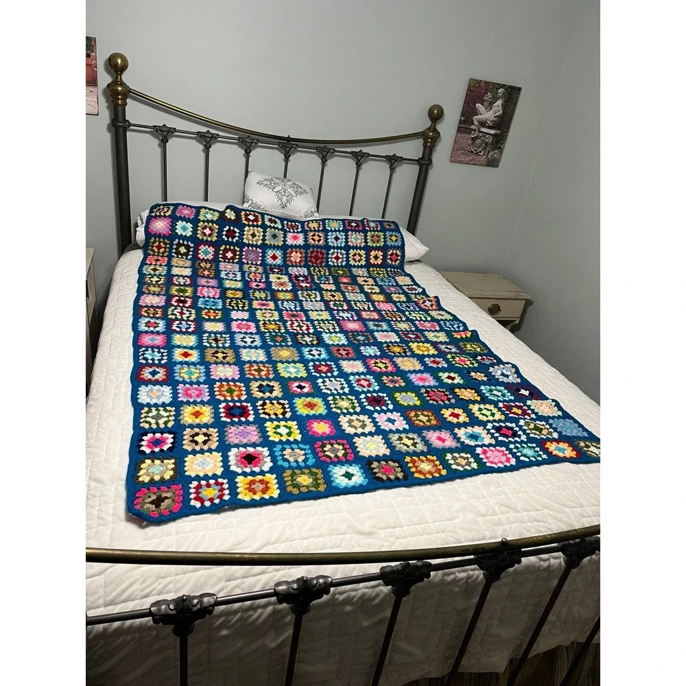 Crochet Granny Square Multicolor Throw